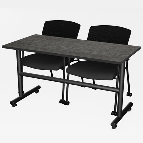 Regency Kobe 48 x 24 in. FlipTop Training Nesting Table & 2 Knight Mesh Chairs