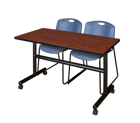 Regency Kobe 48 x 24 in. FlipTop Training Nesting Table 2 Zeng Stack Chairs