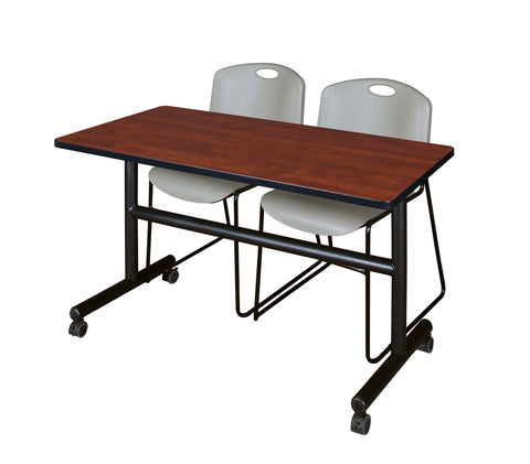 Regency Kobe 48 x 24 in. FlipTop Training Nesting Table 2 Zeng Stack Chairs