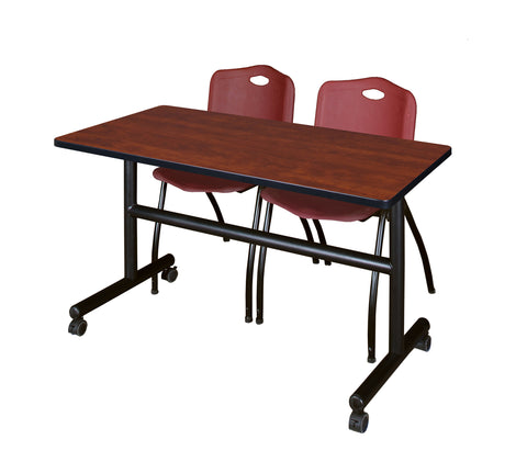 Regency Kobe 48 x 24 in. FlipTop Training Nesting Table 2 M Stack Chairs