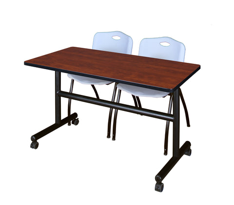 Regency Kobe 48 x 24 in. FlipTop Training Nesting Table 2 M Stack Chairs