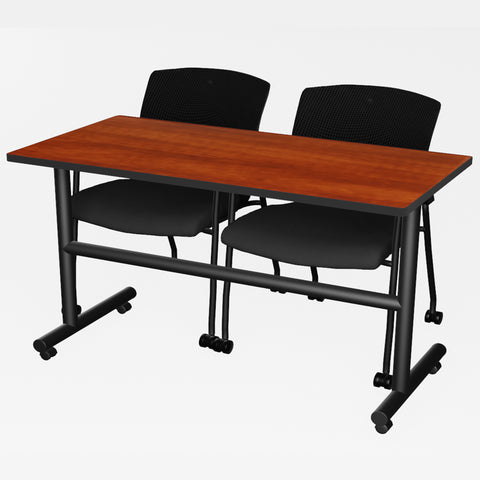 Regency Kobe 48 x 24 in. FlipTop Training Nesting Table & 2 Knight Mesh Chairs