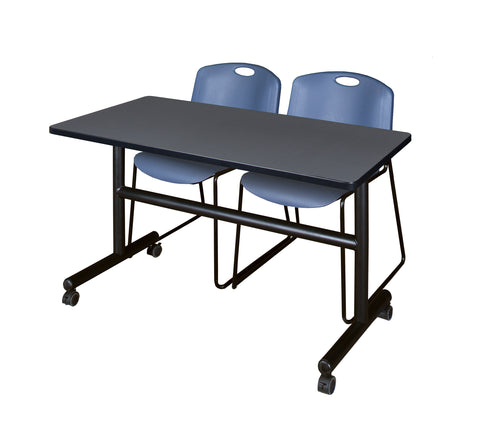Regency Kobe 48 x 24 in. FlipTop Training Nesting Table 2 Zeng Stack Chairs