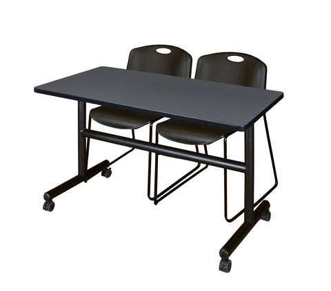 Regency Kobe 48 x 24 in. FlipTop Training Nesting Table 2 Zeng Stack Chairs