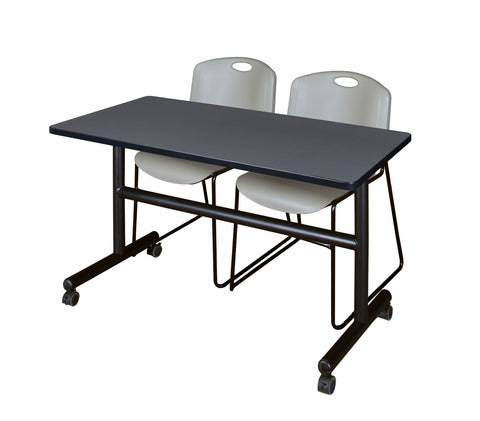 Regency Kobe 48 x 24 in. FlipTop Training Nesting Table 2 Zeng Stack Chairs