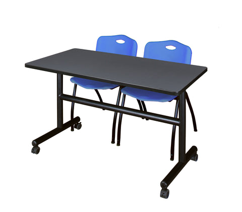 Regency Kobe 48 x 24 in. FlipTop Training Nesting Table 2 M Stack Chairs