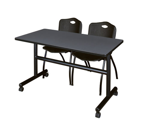 Regency Kobe 48 x 24 in. FlipTop Training Nesting Table 2 M Stack Chairs