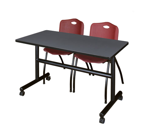 Regency Kobe 48 x 24 in. FlipTop Training Nesting Table 2 M Stack Chairs