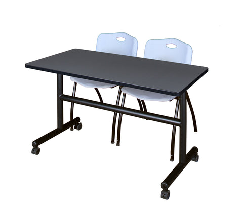 Regency Kobe 48 x 24 in. FlipTop Training Nesting Table 2 M Stack Chairs