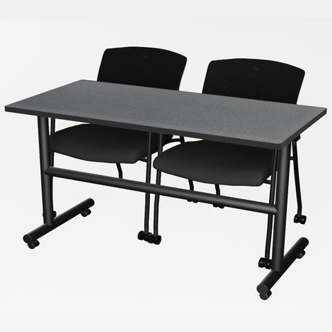 Regency Kobe 48 x 24 in. FlipTop Training Nesting Table & 2 Knight Mesh Chairs