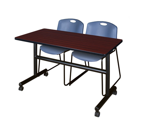Regency Kobe 48 x 24 in. FlipTop Training Nesting Table 2 Zeng Stack Chairs