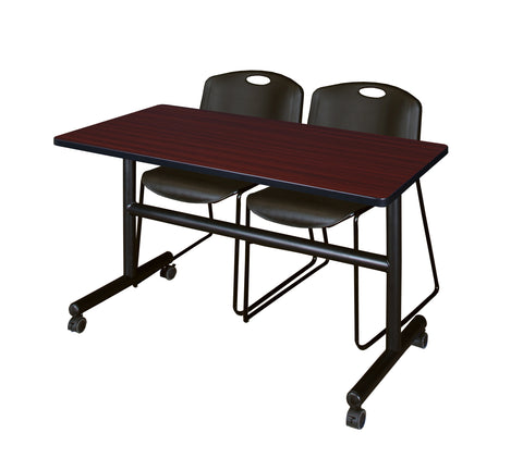 Regency Kobe 48 x 24 in. FlipTop Training Nesting Table 2 Zeng Stack Chairs