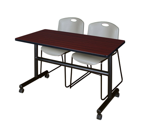 Regency Kobe 48 x 24 in. FlipTop Training Nesting Table 2 Zeng Stack Chairs