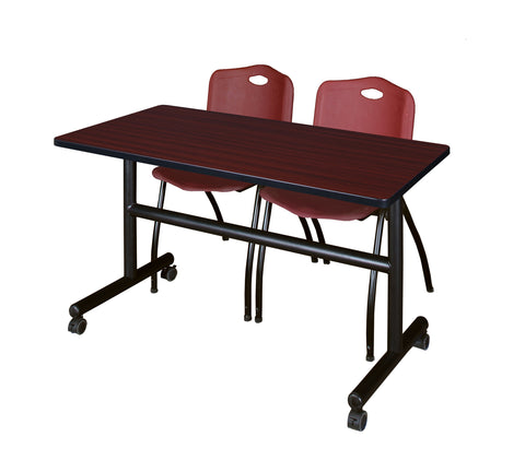 Regency Kobe 48 x 24 in. FlipTop Training Nesting Table 2 M Stack Chairs