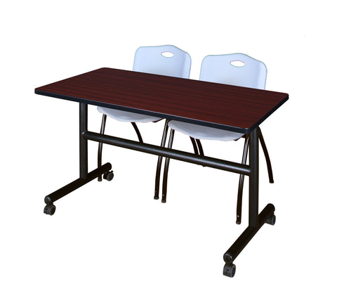 Regency Kobe 48 x 24 in. FlipTop Training Nesting Table 2 M Stack Chairs
