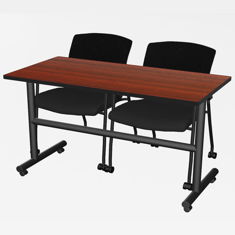 Regency Kobe 48 x 24 in. FlipTop Training Nesting Table & 2 Knight Mesh Chairs