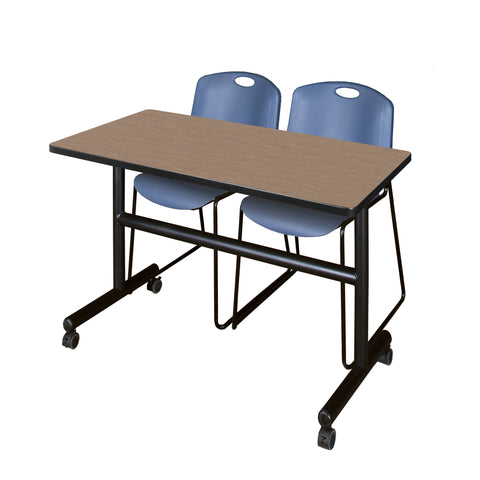 Regency Kobe 48 x 24 in. FlipTop Training Nesting Table 2 Zeng Stack Chairs