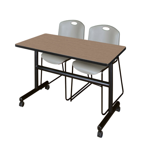 Regency Kobe 48 x 24 in. FlipTop Training Nesting Table 2 Zeng Stack Chairs