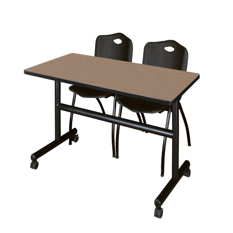 Regency Kobe 48 x 24 in. FlipTop Training Nesting Table 2 M Stack Chairs