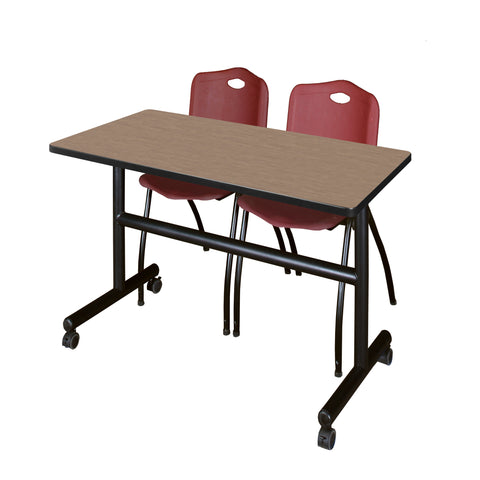 Regency Kobe 48 x 24 in. FlipTop Training Nesting Table 2 M Stack Chairs