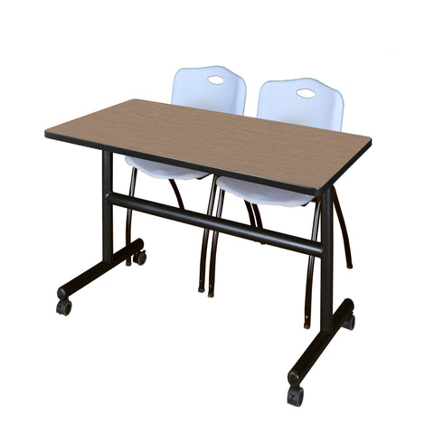 Regency Kobe 48 x 24 in. FlipTop Training Nesting Table 2 M Stack Chairs