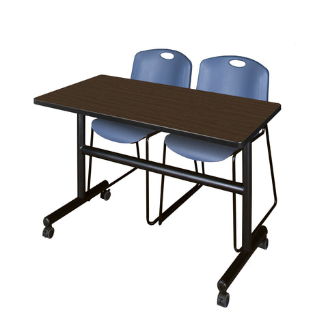 Regency Kobe 48 x 24 in. FlipTop Training Nesting Table 2 Zeng Stack Chairs