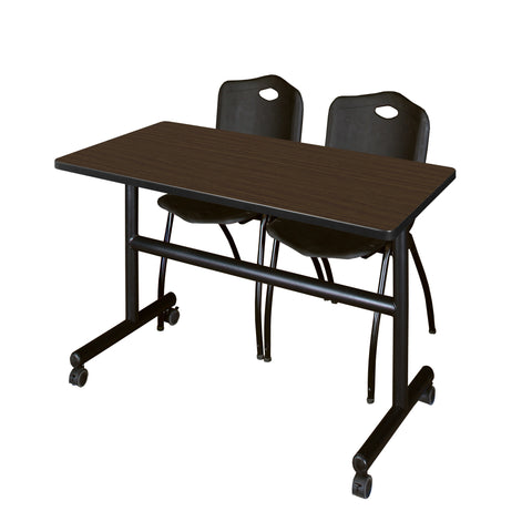 Regency Kobe 48 x 24 in. FlipTop Training Nesting Table 2 M Stack Chairs