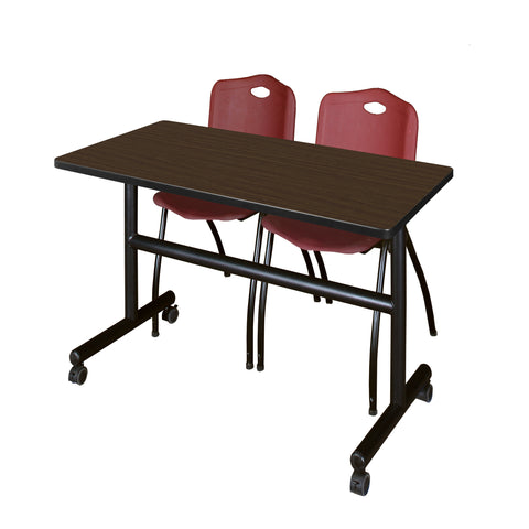Regency Kobe 48 x 24 in. FlipTop Training Nesting Table 2 M Stack Chairs