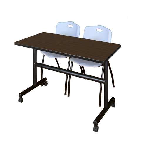 Regency Kobe 48 x 24 in. FlipTop Training Nesting Table 2 M Stack Chairs