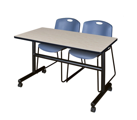 Regency Kobe 48 x 24 in. FlipTop Training Nesting Table 2 Zeng Stack Chairs