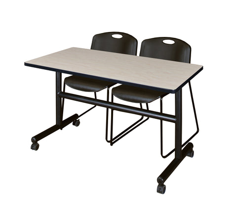 Regency Kobe 48 x 24 in. FlipTop Training Nesting Table 2 Zeng Stack Chairs