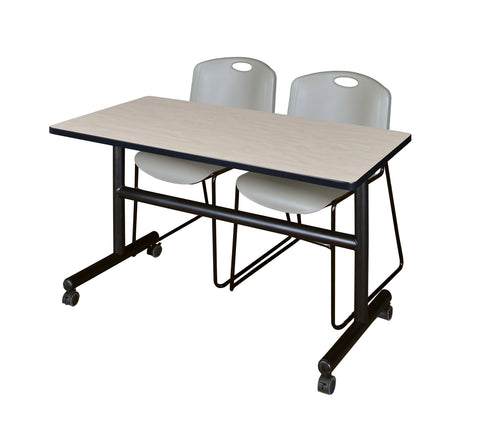 Regency Kobe 48 x 24 in. FlipTop Training Nesting Table 2 Zeng Stack Chairs