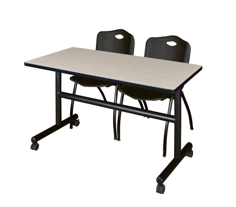 Regency Kobe 48 x 24 in. FlipTop Training Nesting Table 2 M Stack Chairs