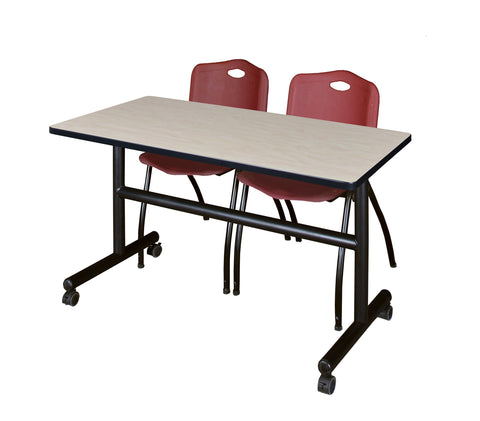 Regency Kobe 48 x 24 in. FlipTop Training Nesting Table 2 M Stack Chairs