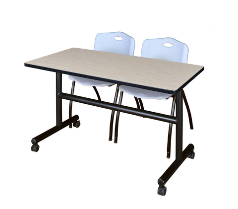 Regency Kobe 48 x 24 in. FlipTop Training Nesting Table 2 M Stack Chairs
