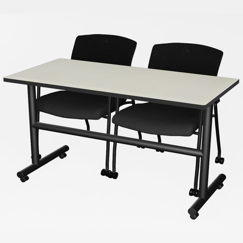Regency Kobe 48 x 24 in. FlipTop Training Nesting Table & 2 Knight Mesh Chairs