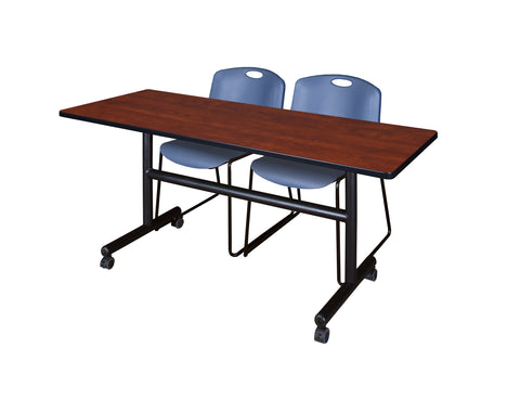 Regency Kobe 48 x 24 in. FlipTop Training Nesting Table 2 Zeng Stack Chairs
