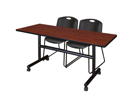 Regency Kobe 48 x 24 in. FlipTop Training Nesting Table 2 Zeng Stack Chairs