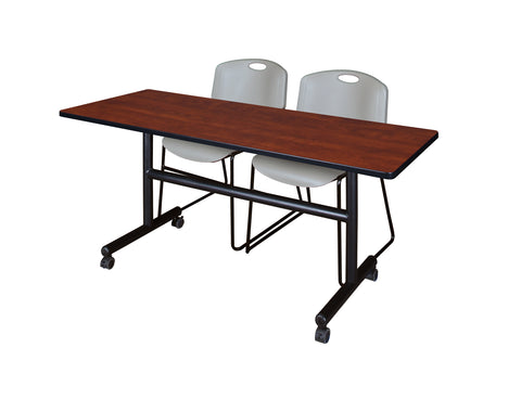 Regency Kobe 48 x 24 in. FlipTop Training Nesting Table 2 Zeng Stack Chairs