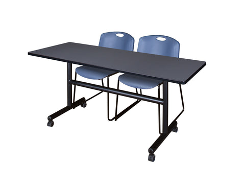 Regency Kobe 48 x 24 in. FlipTop Training Nesting Table 2 Zeng Stack Chairs
