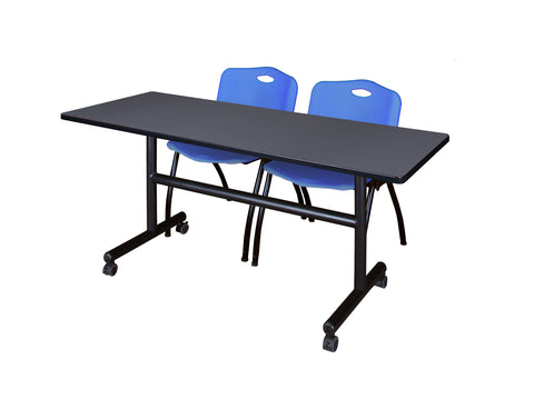 Regency Kobe 48 x 24 in. FlipTop Training Nesting Table 2 M Stack Chairs