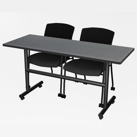 Regency Kobe 48 x 24 in. FlipTop Training Nesting Table & 2 Knight Mesh Chairs