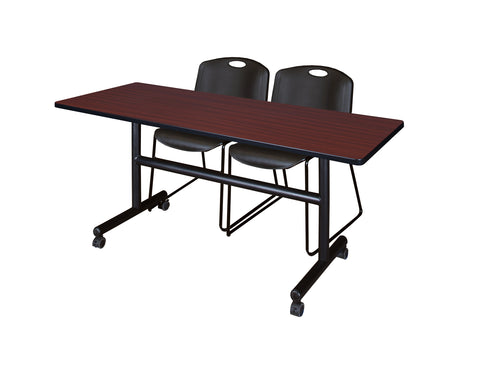 Regency Kobe 48 x 24 in. FlipTop Training Nesting Table 2 Zeng Stack Chairs