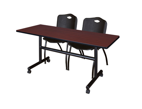 Regency Kobe 48 x 24 in. FlipTop Training Nesting Table 2 M Stack Chairs
