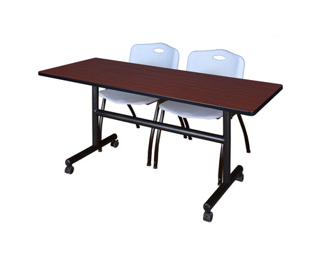 Regency Kobe 48 x 24 in. FlipTop Training Nesting Table 2 M Stack Chairs