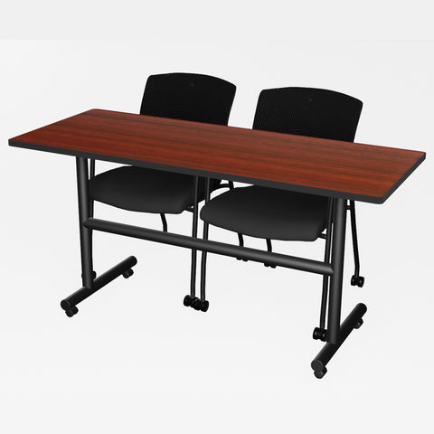 Regency Kobe 48 x 24 in. FlipTop Training Nesting Table & 2 Knight Mesh Chairs