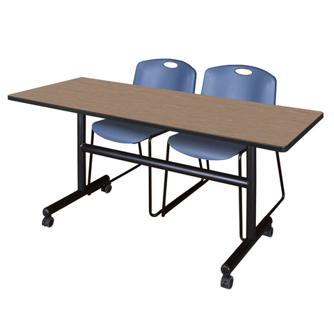 Regency Kobe 48 x 24 in. FlipTop Training Nesting Table 2 Zeng Stack Chairs
