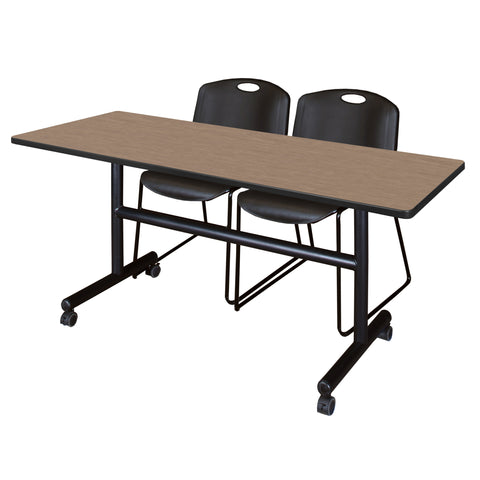 Regency Kobe 48 x 24 in. FlipTop Training Nesting Table 2 Zeng Stack Chairs
