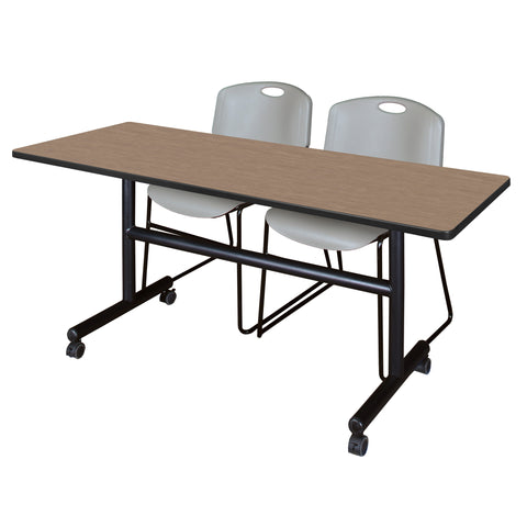 Regency Kobe 48 x 24 in. FlipTop Training Nesting Table 2 Zeng Stack Chairs