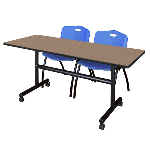 Regency Kobe 48 x 24 in. FlipTop Training Nesting Table 2 M Stack Chairs